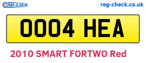 OO04HEA are the vehicle registration plates.