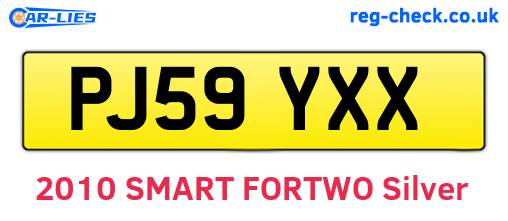 PJ59YXX are the vehicle registration plates.