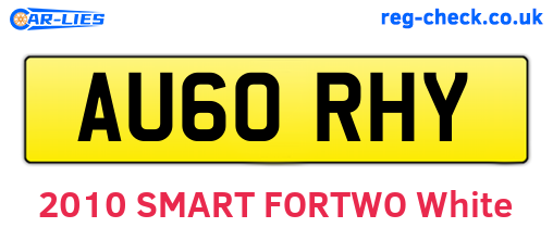 AU60RHY are the vehicle registration plates.