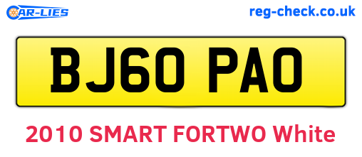 BJ60PAO are the vehicle registration plates.