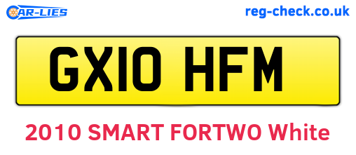 GX10HFM are the vehicle registration plates.