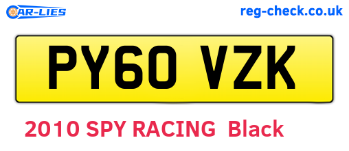 PY60VZK are the vehicle registration plates.