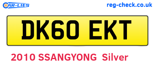 DK60EKT are the vehicle registration plates.