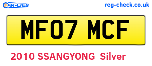 MF07MCF are the vehicle registration plates.
