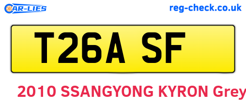 T26ASF are the vehicle registration plates.