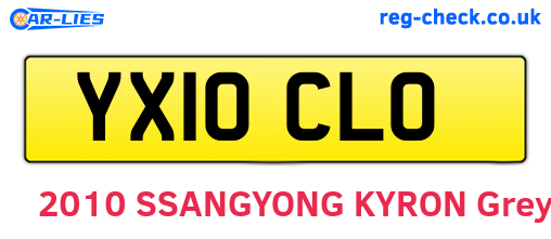 YX10CLO are the vehicle registration plates.