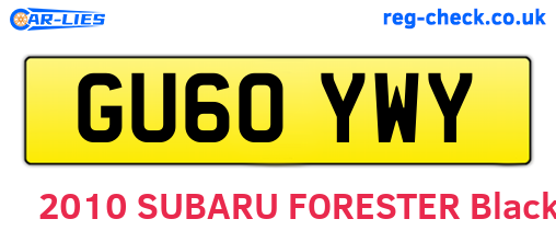 GU60YWY are the vehicle registration plates.