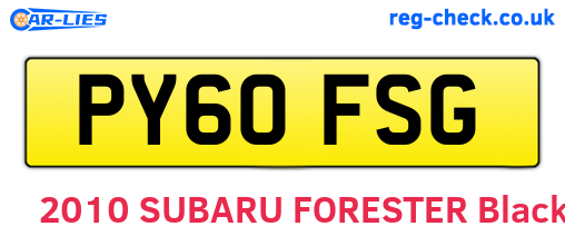 PY60FSG are the vehicle registration plates.