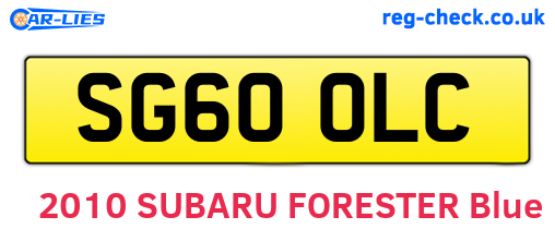 SG60OLC are the vehicle registration plates.
