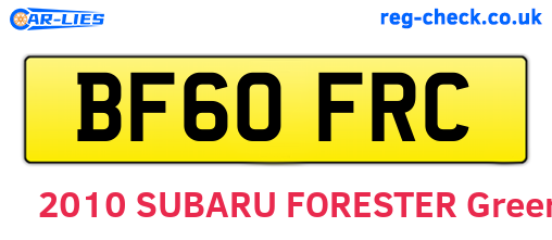BF60FRC are the vehicle registration plates.