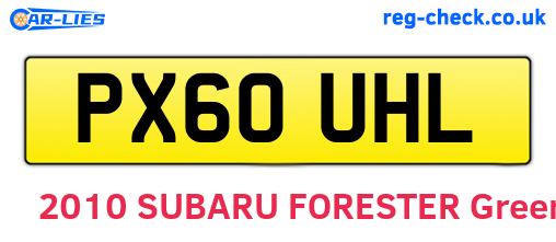 PX60UHL are the vehicle registration plates.
