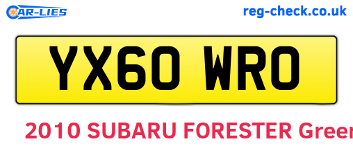 YX60WRO are the vehicle registration plates.