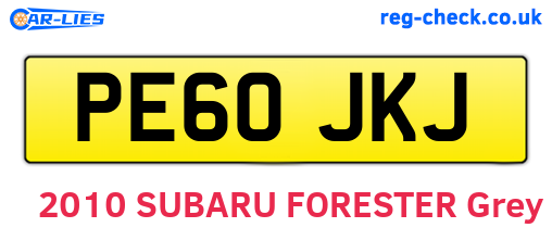 PE60JKJ are the vehicle registration plates.