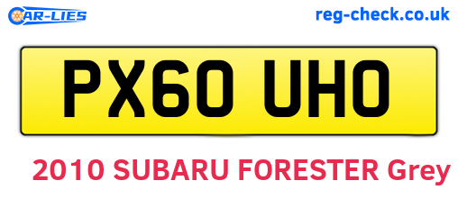 PX60UHO are the vehicle registration plates.