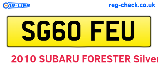 SG60FEU are the vehicle registration plates.