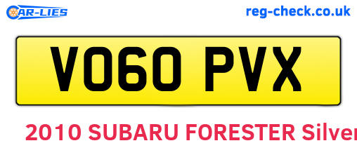 VO60PVX are the vehicle registration plates.