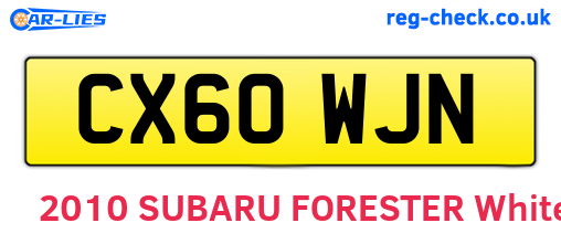 CX60WJN are the vehicle registration plates.