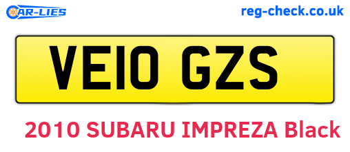 VE10GZS are the vehicle registration plates.