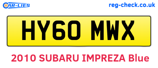 HY60MWX are the vehicle registration plates.