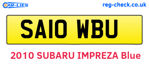 SA10WBU are the vehicle registration plates.