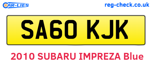 SA60KJK are the vehicle registration plates.