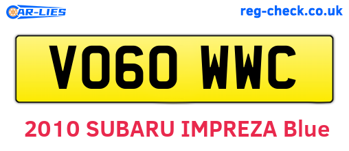 VO60WWC are the vehicle registration plates.