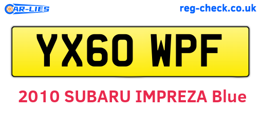 YX60WPF are the vehicle registration plates.