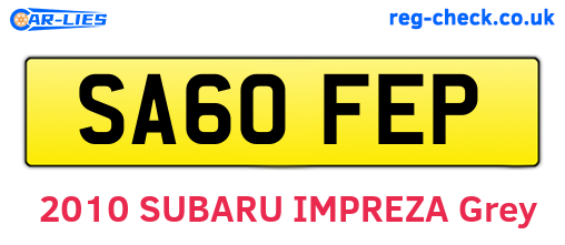 SA60FEP are the vehicle registration plates.
