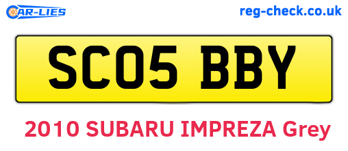 SC05BBY are the vehicle registration plates.