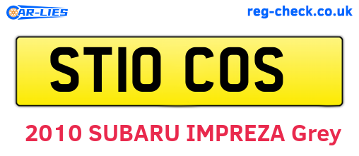 ST10COS are the vehicle registration plates.