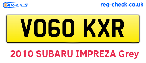 VO60KXR are the vehicle registration plates.