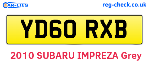YD60RXB are the vehicle registration plates.