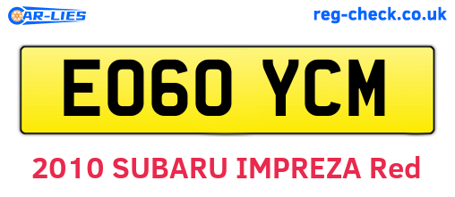 EO60YCM are the vehicle registration plates.