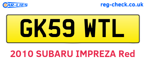 GK59WTL are the vehicle registration plates.