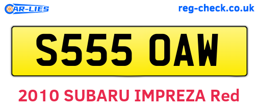 S555OAW are the vehicle registration plates.