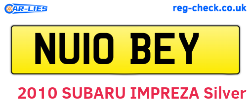 NU10BEY are the vehicle registration plates.