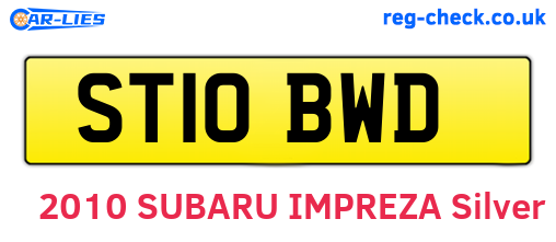 ST10BWD are the vehicle registration plates.