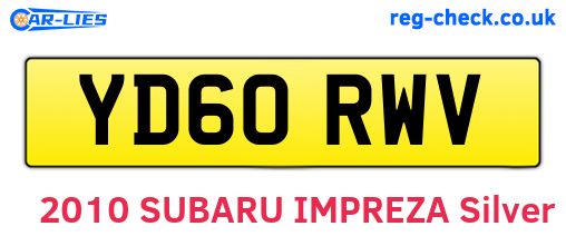 YD60RWV are the vehicle registration plates.