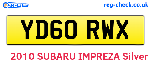 YD60RWX are the vehicle registration plates.
