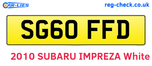 SG60FFD are the vehicle registration plates.