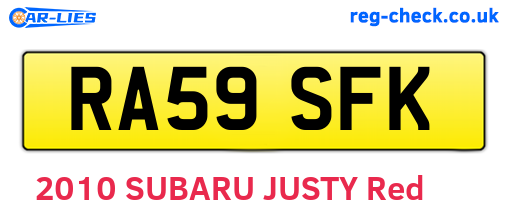 RA59SFK are the vehicle registration plates.