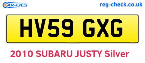 HV59GXG are the vehicle registration plates.