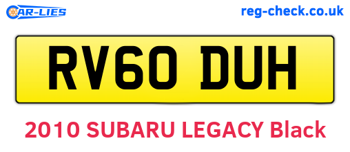 RV60DUH are the vehicle registration plates.