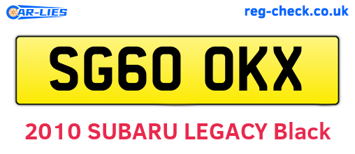 SG60OKX are the vehicle registration plates.