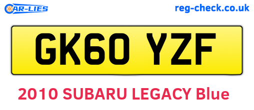 GK60YZF are the vehicle registration plates.