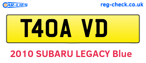 T40AVD are the vehicle registration plates.