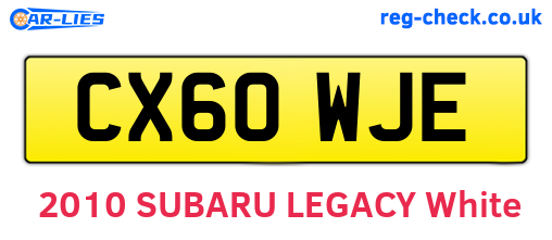 CX60WJE are the vehicle registration plates.