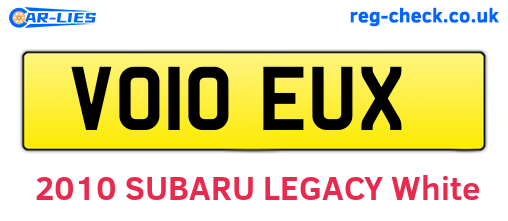 VO10EUX are the vehicle registration plates.