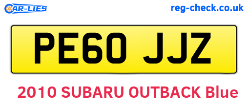 PE60JJZ are the vehicle registration plates.