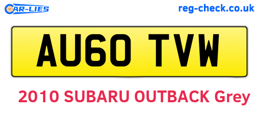 AU60TVW are the vehicle registration plates.